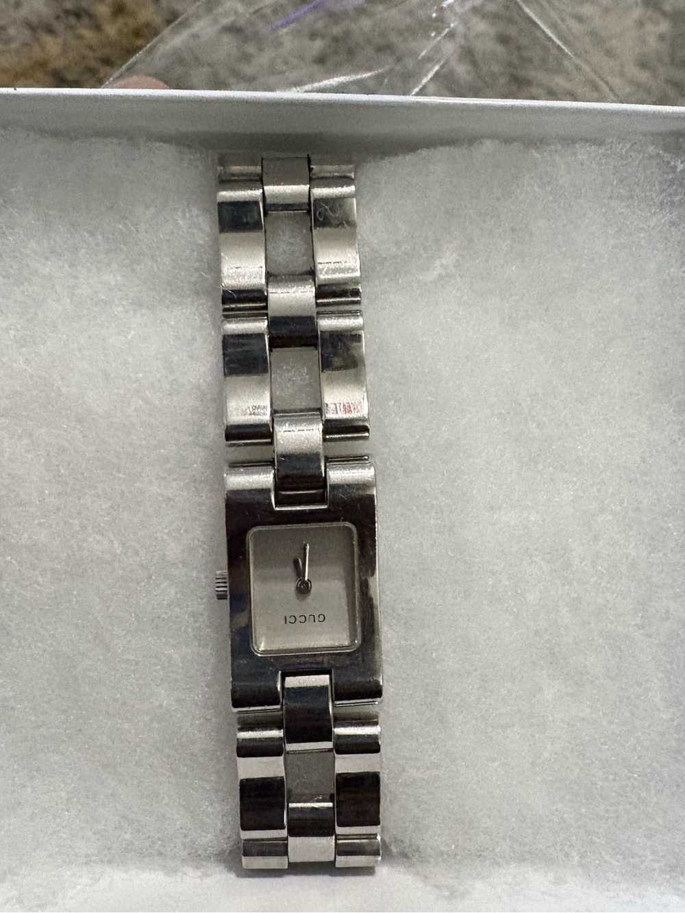 Gucci Silver Link Bracelet Watch with Square Dial